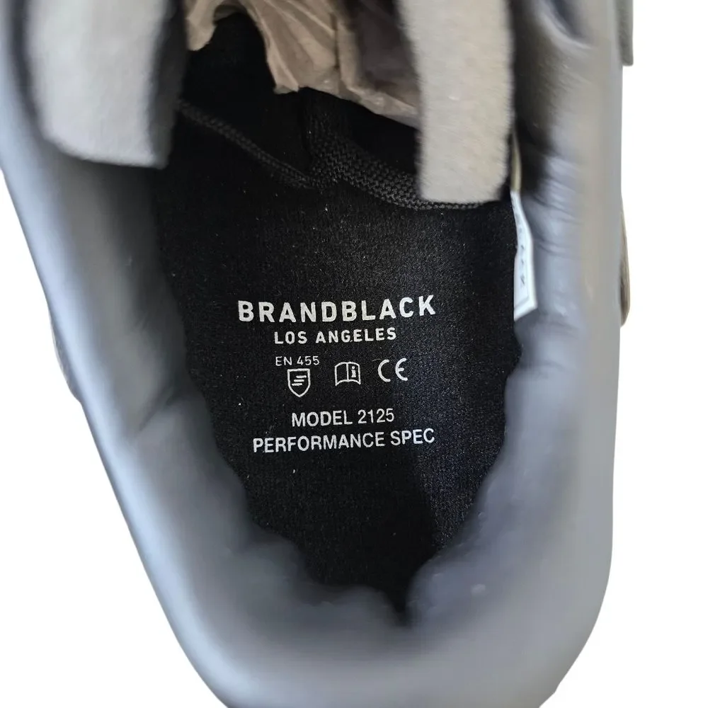 Brandblack Men’s 8.5 Black Leather Low Top Casual Streetwear Sneakers Shoes